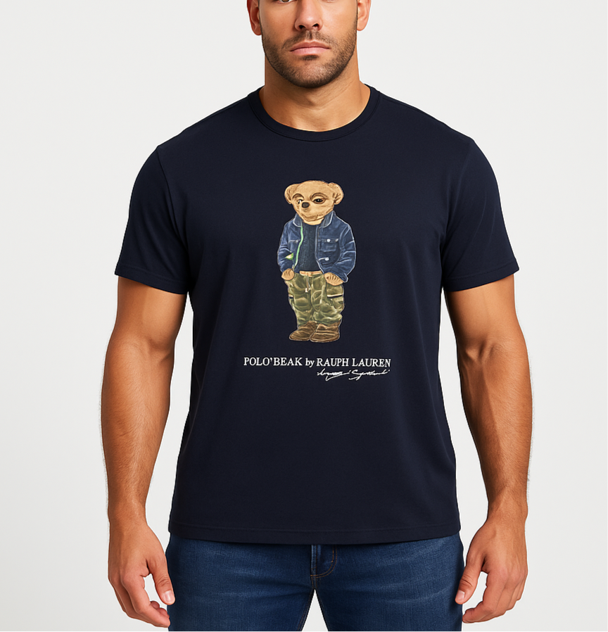 Camiseta cuello redondo Polo Ralph Lauren 🏇🏼 Color azul navy con diseño de polo bear Talla XL Entalle Clásico