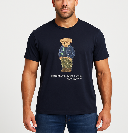 Camiseta cuello redondo Polo Ralph Lauren 🏇🏼 Color azul navy con diseño de polo bear Talla XL Entalle Clásico