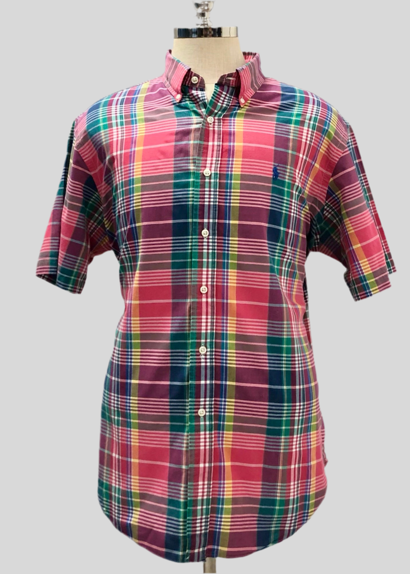 Camisa Polo Ralph Lauren 🏇🏼 con patron de cuadros tartan en rojo, azul y verde Talla XL Entalle Clásico