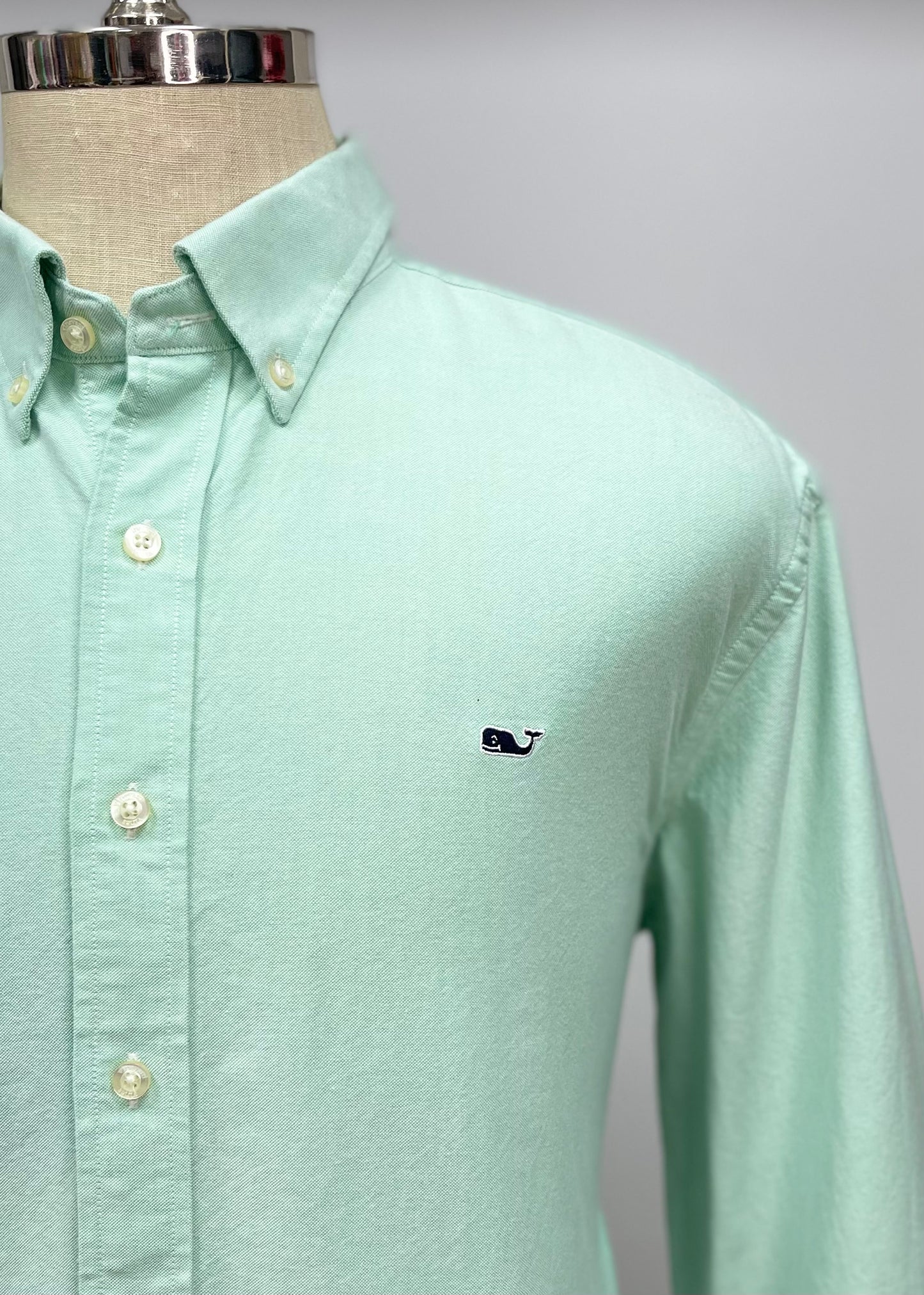 Camisa de botones Vineyard Vines 🐳 Oxford Color Verde claro Talla XL Entalle Slim Fit