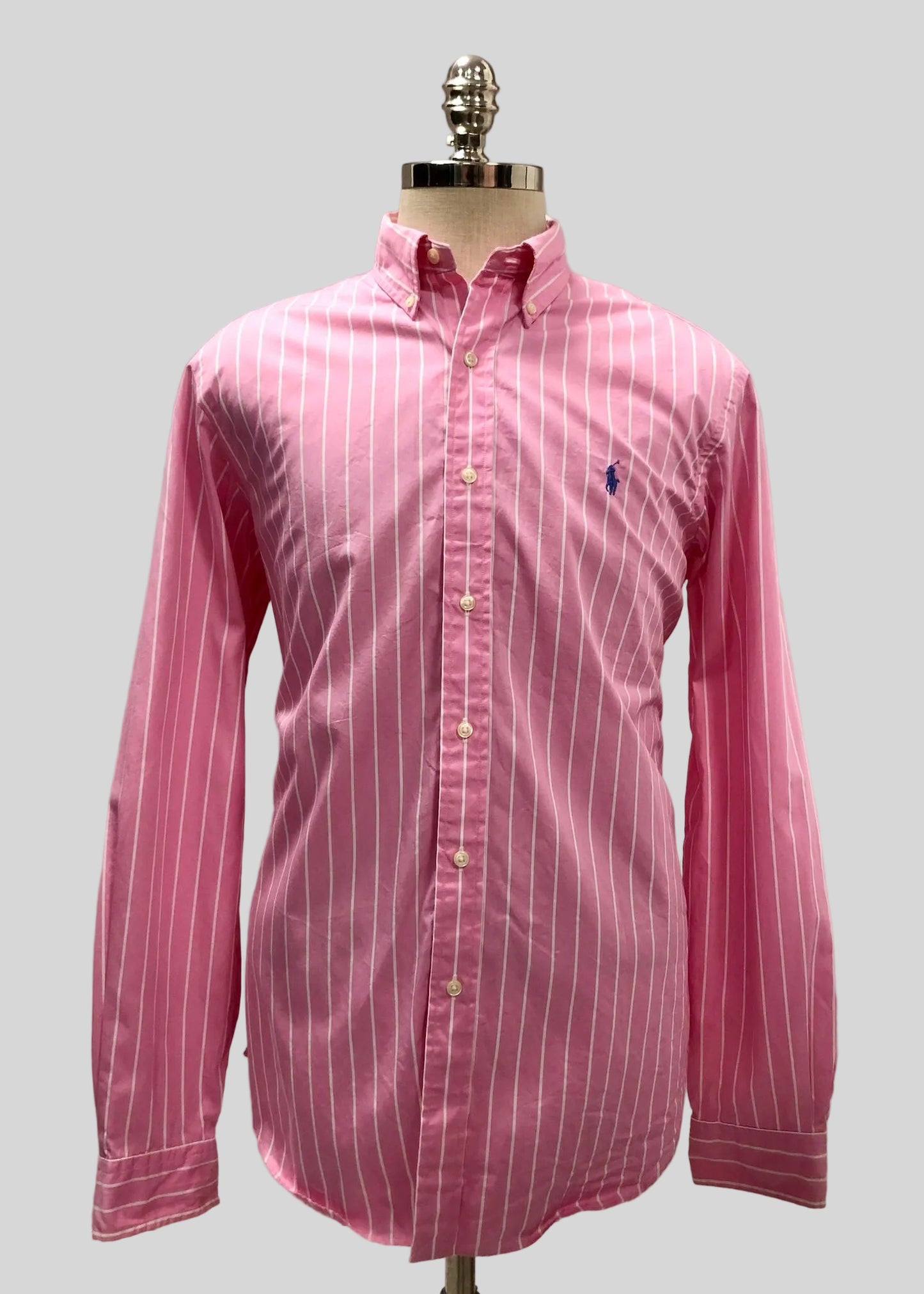 Camisa Polo Ralph Lauren 🏇🏼 de rayas en color rosado y blanco Talla L Entalle Regular