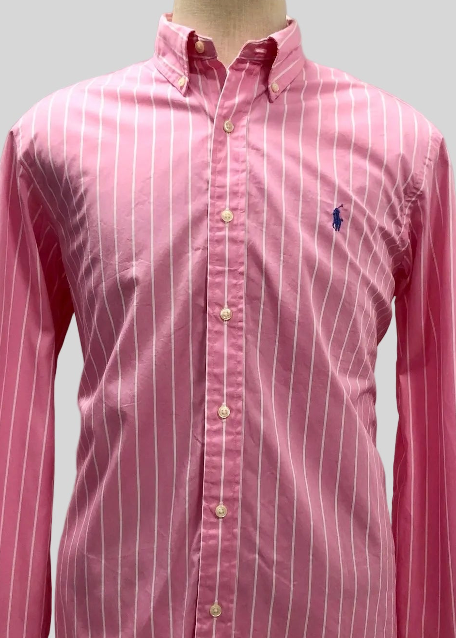 Camisa Polo Ralph Lauren 🏇🏼 de rayas en color rosado y blanco Talla L Entalle Regular