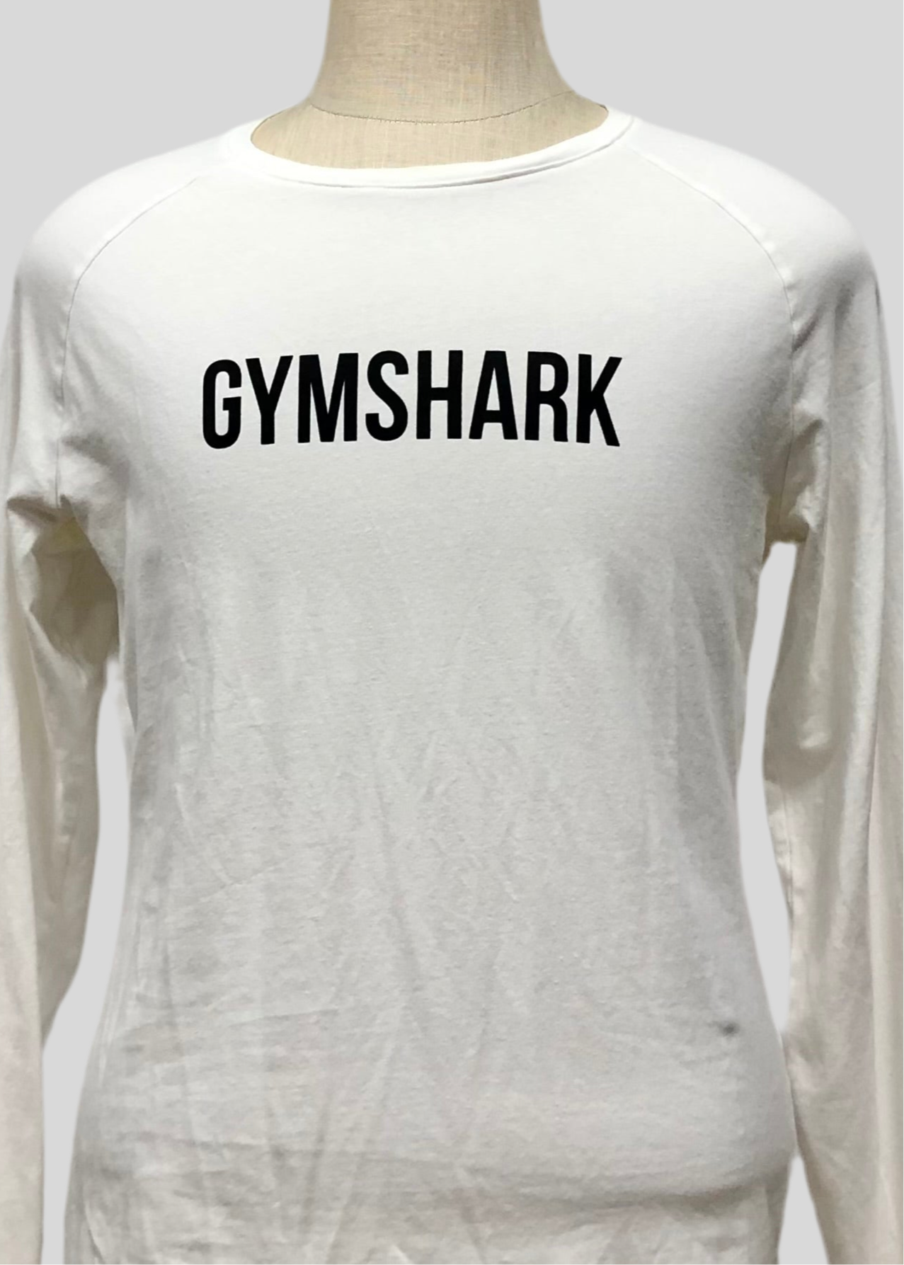 Camiseta de entrenamiento cuello redondo Gymshark 🏋🏽 color blanco manga larga, Talla XL