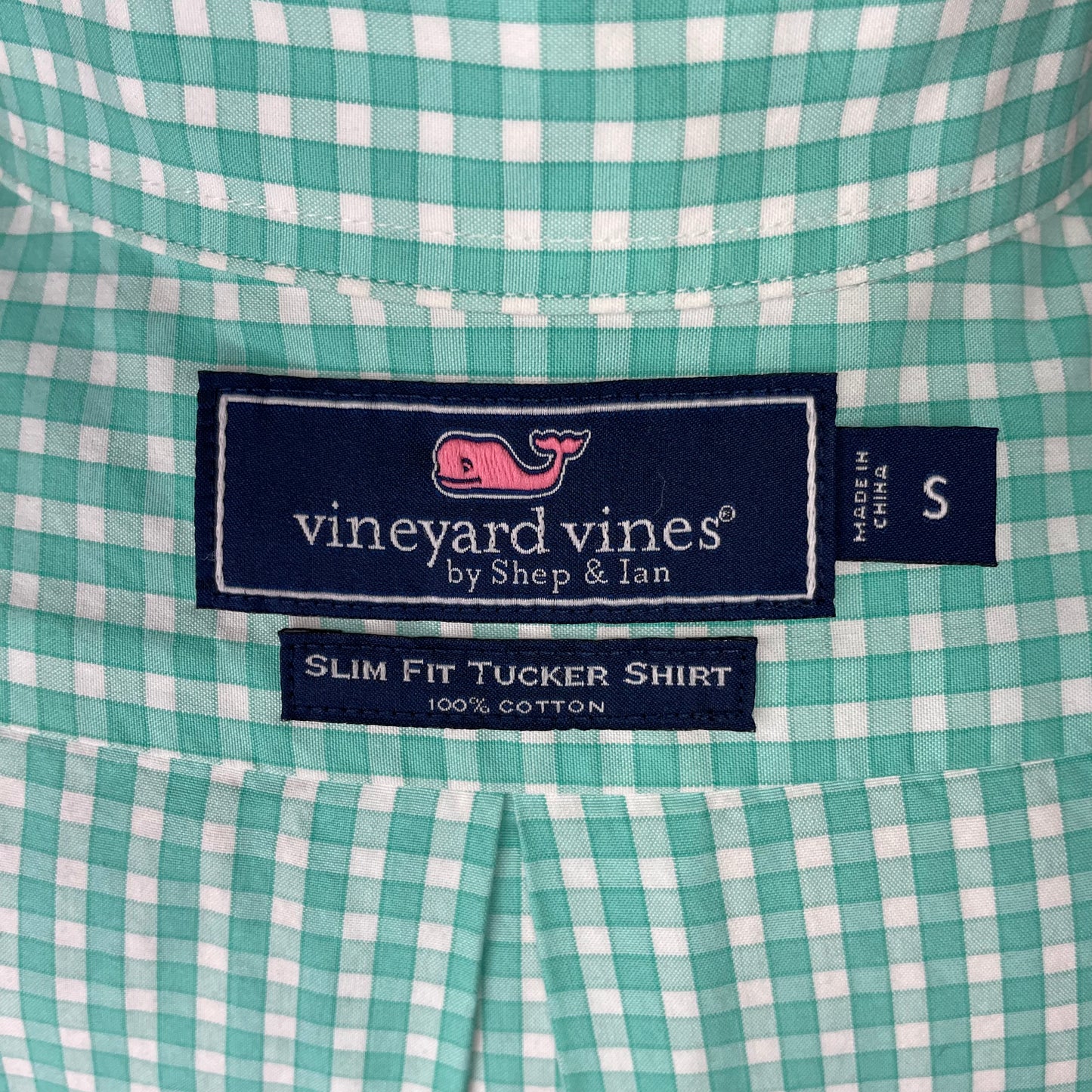 Camisa de cuadros Vineyard Vines 🐳 en color turquesa y blanco Talla S Entalle Slim Fit