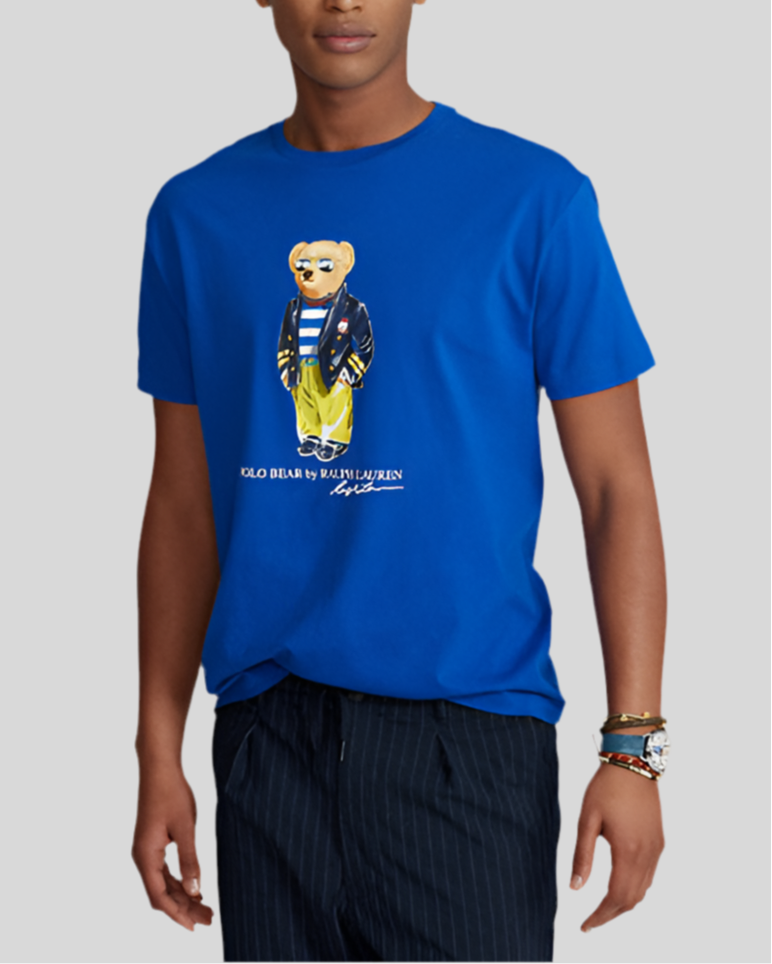 Camiseta cuello redondo Polo Ralph Lauren 🏇🏼 Color azul con diseño de polo bear Talla L y XL Entalle Clásico