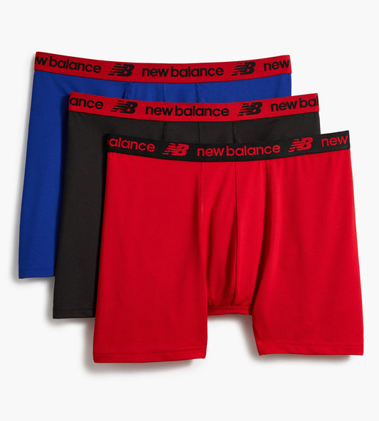 Combo de 3 Boxers Briefs New Balance Tela Performance color Negro y rojo Talla 3XL