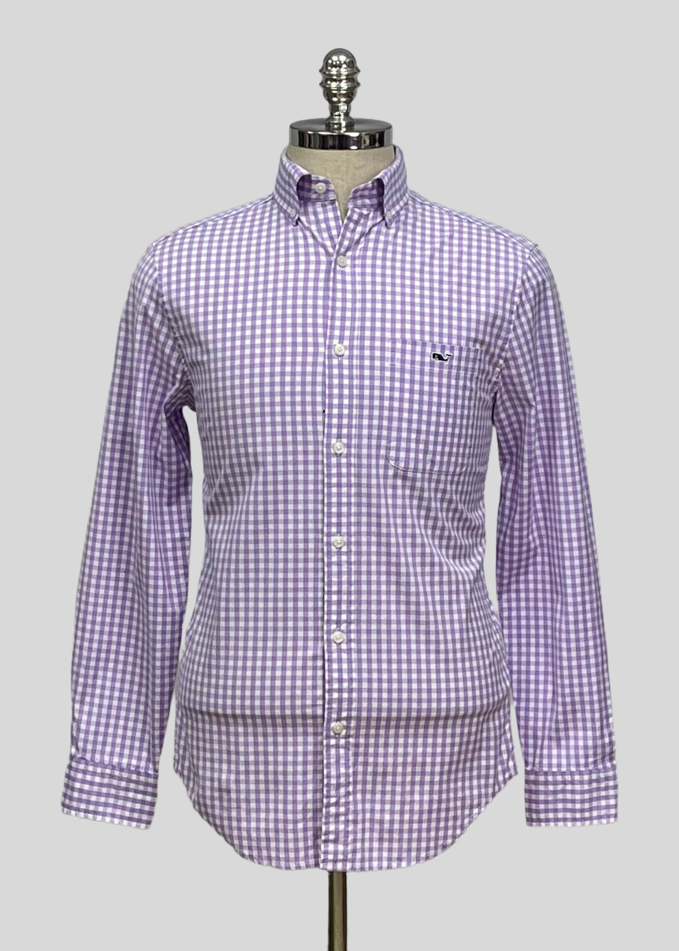 Camisa Vineyard Vines 🐳 de cuadros gingham en color lila y blanco Talla XS Entalle Clasico