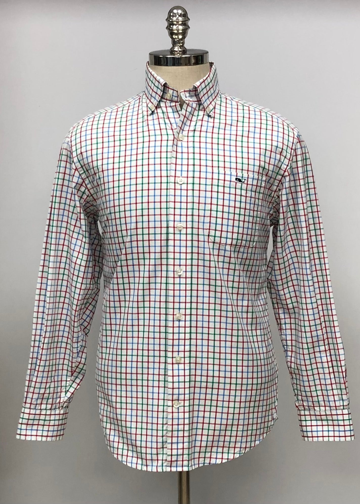 Camisa de botones Vineyard Vines 🐳 color blanco de cuadros en color azul, rojo y verde Talla S Entalle Regular