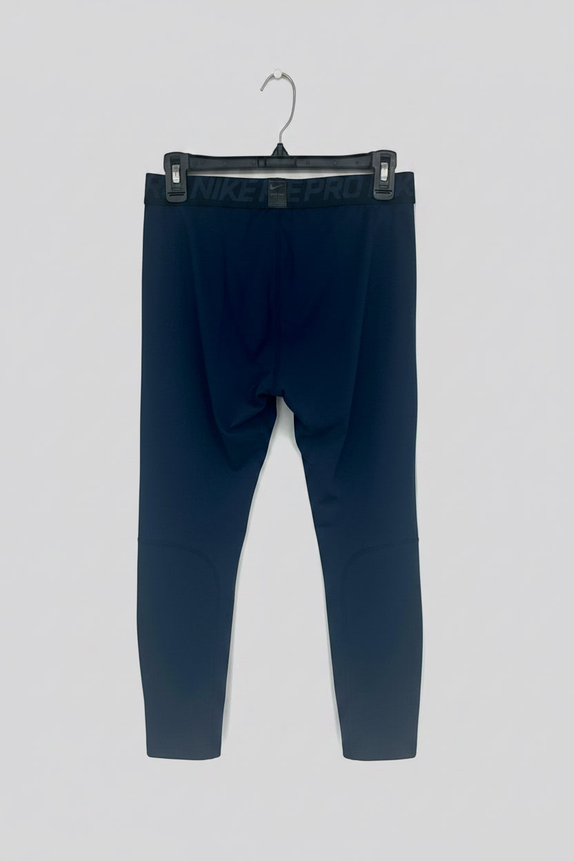 Malla de entrenamiento licra Nike ✔️ Pro Dri-FIT de 3/4 de largo para hombre en Color azul navy cintura negro Talla L