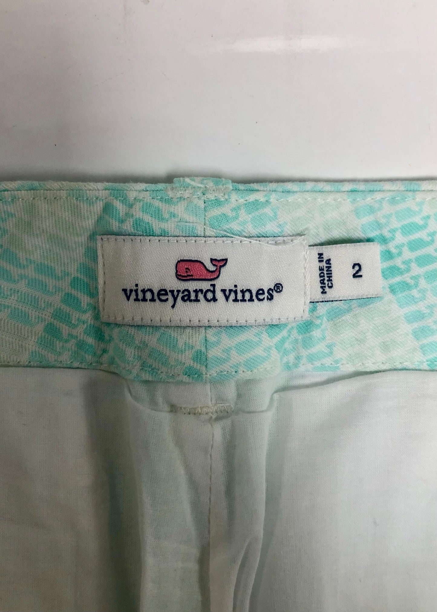 Short de mujer Vineyard Vines 🐳 de cuadros en color verde y blanco Talla S
