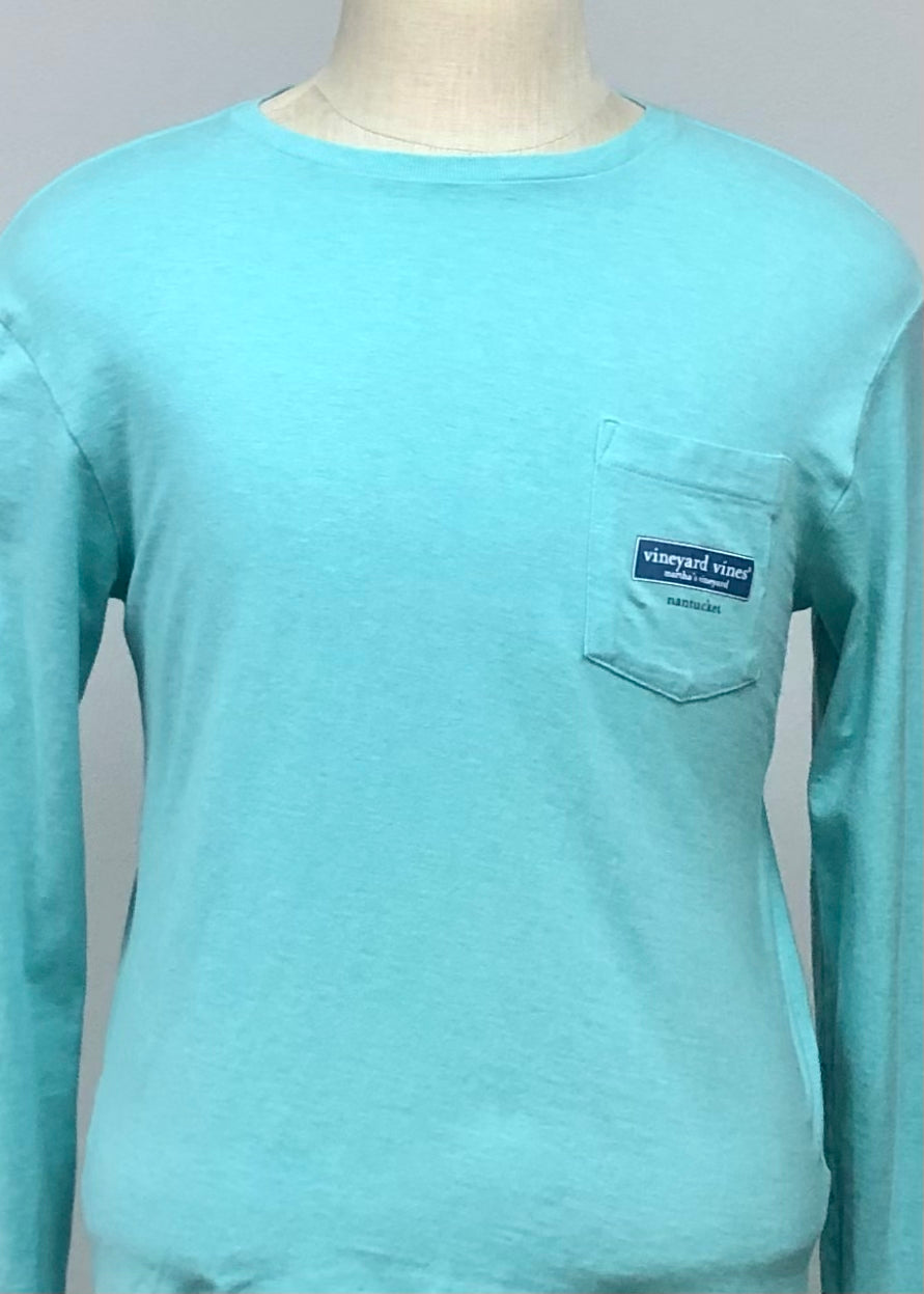 Camiseta de bolsillo Vineyard Vines 🐳 color turquesa con Diseño Marthas Vineyard Talla Small