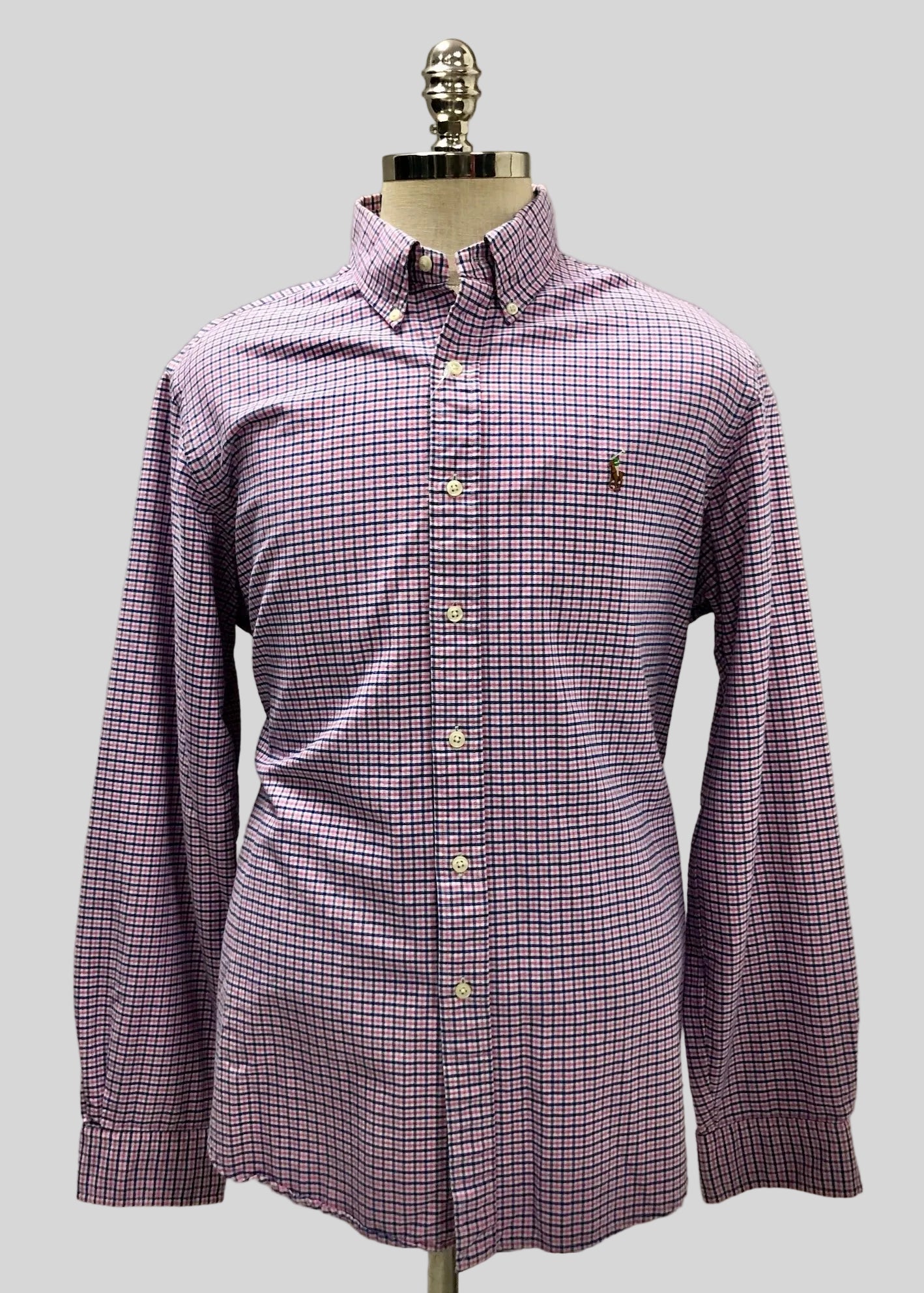 Camisa de botones Polo Ralph Lauren 🏇🏼 Oxford color blanco de cuadros rosado y azul Talla XL Entalle Regular