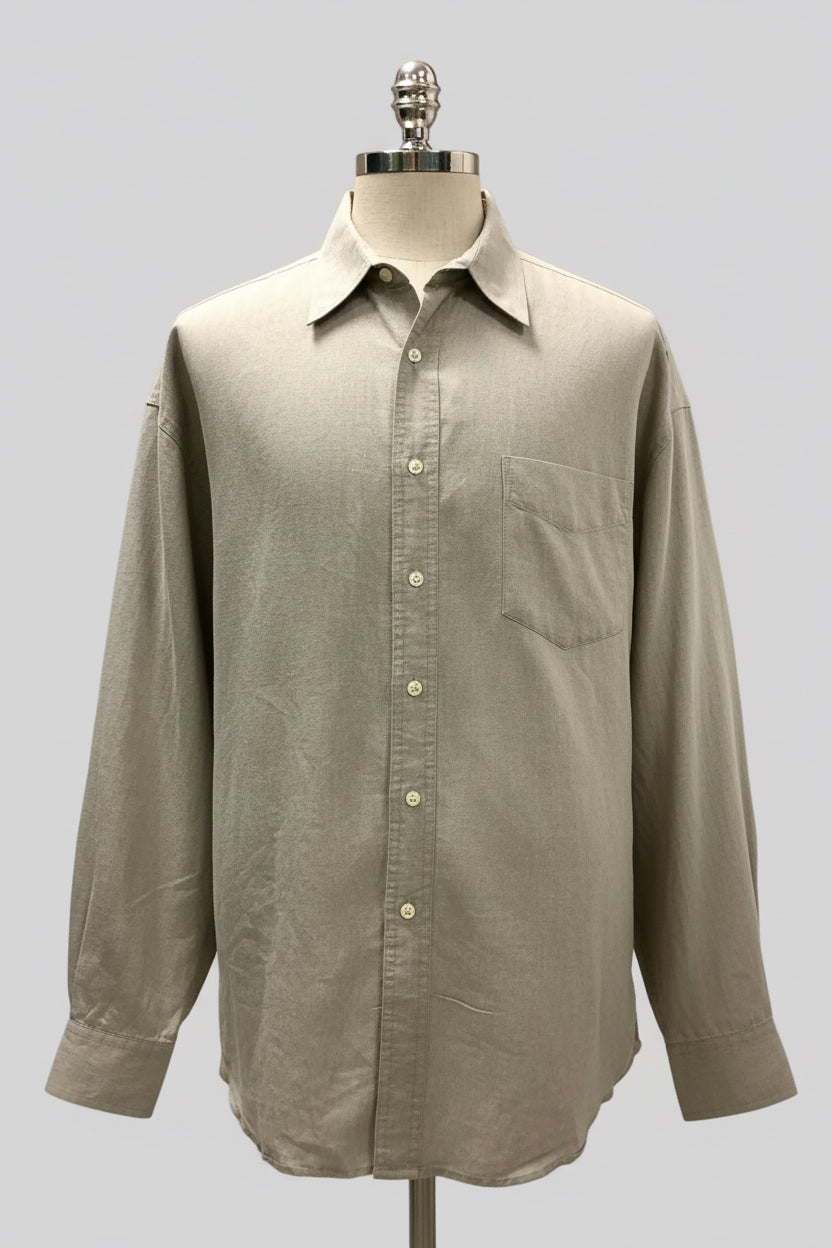 Camisa de botones GAP  de lino color kaki Talla XL Entalle Regular