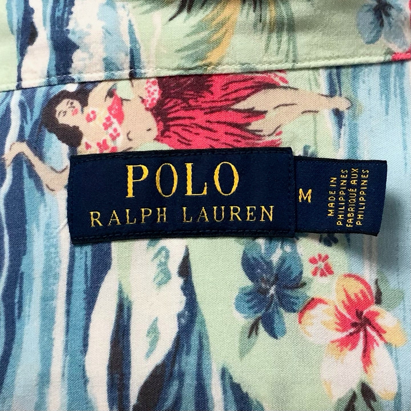 Camisa de botones Polo Ralph Lauren 🏇🏼 color verde claro con diseño hawaiano Talla M Entalle Regular