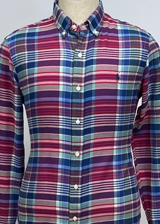 Camisa Polo Ralph Lauren 🏇🏼 de cuadros tartan en color rojo, azul, verde y blanco Talla M Entalle Slim Fit