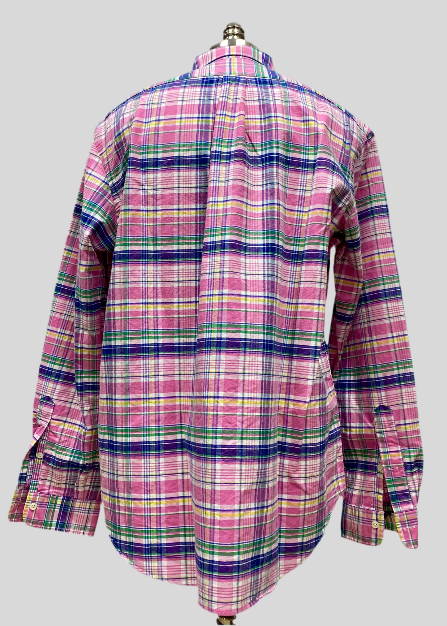 Camisa Polo Ralph Lauren 🏇🏼 Oxfod con patron de cuadros tartán en rosado, azul y blanco Talla XL Entalle Regular