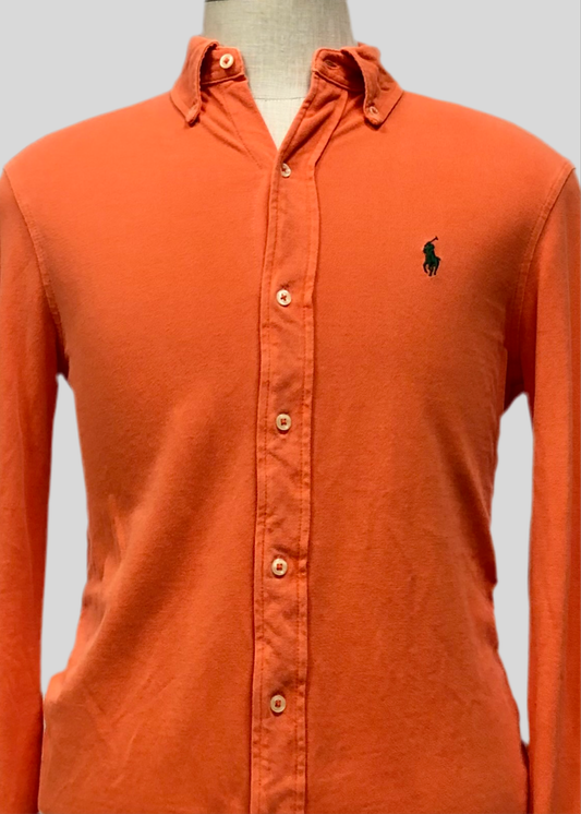 Camisa Polo Ralph Lauren 🏇🏼 Tela camiseta (Featherweight Mesh) en color naranja Talla S Entalle Regular (ver descripción)