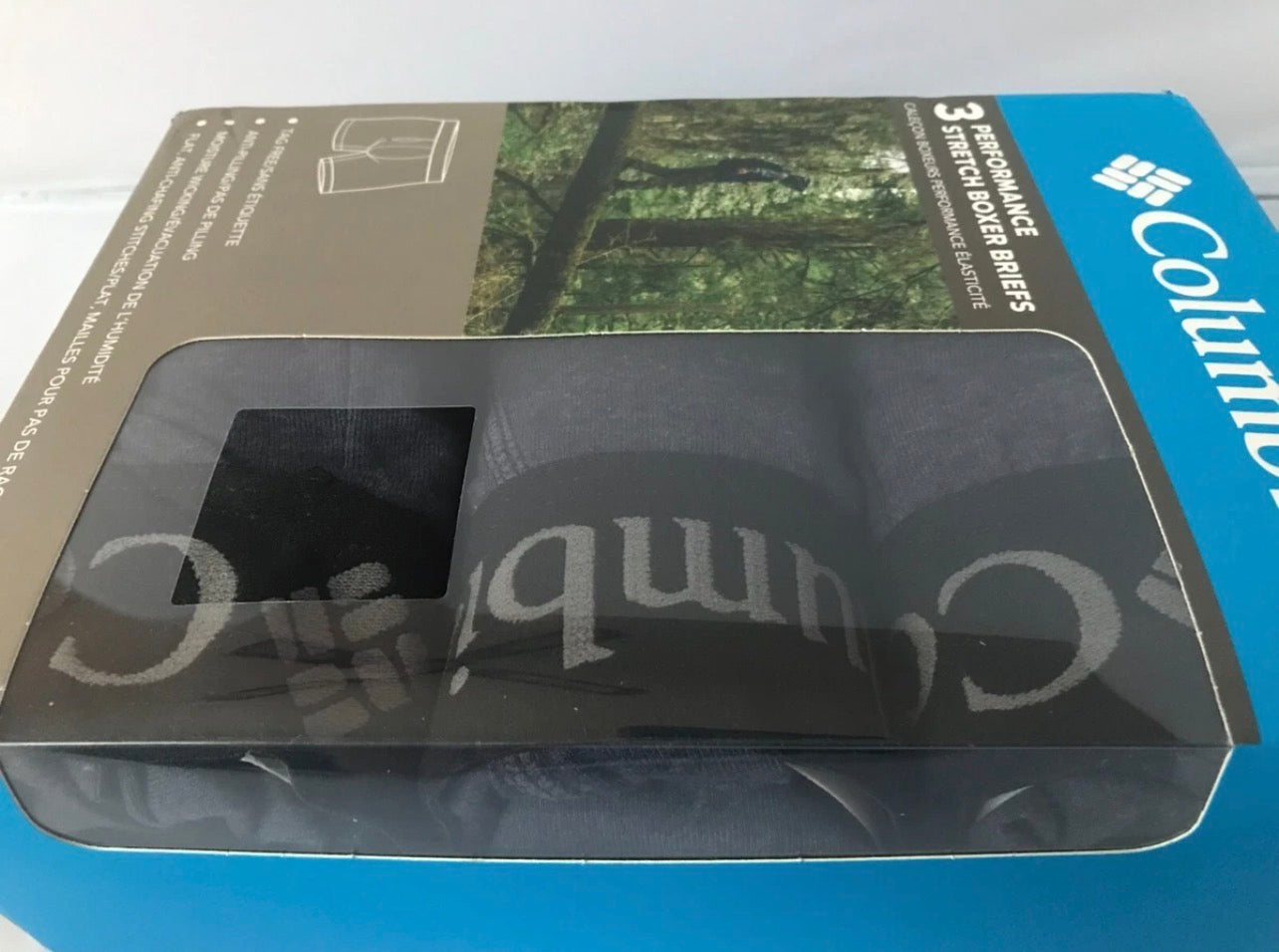 Paquete de 2 Boxers Briefs Columbia 🔷 Tela de algodón stretch color gris oscuro Talla XL