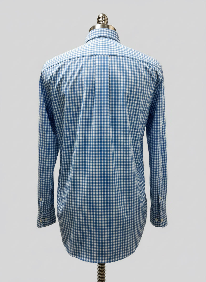 Camisa de botones Vineyard Vines 🐳 de cuadros gingham en color Azul claro y blanco Talla L Entalle Clásico