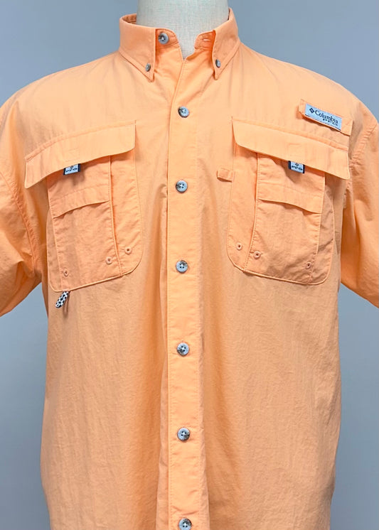 Camisa Columbia 🔹color naranja claro con Omni Shade Manga corta Talla M