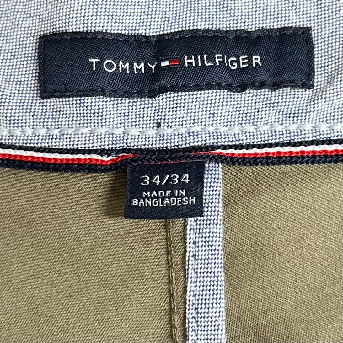 Pantalon casual Tommy Hilfiger color kaki Talla 34x34 Corte Slim Fit