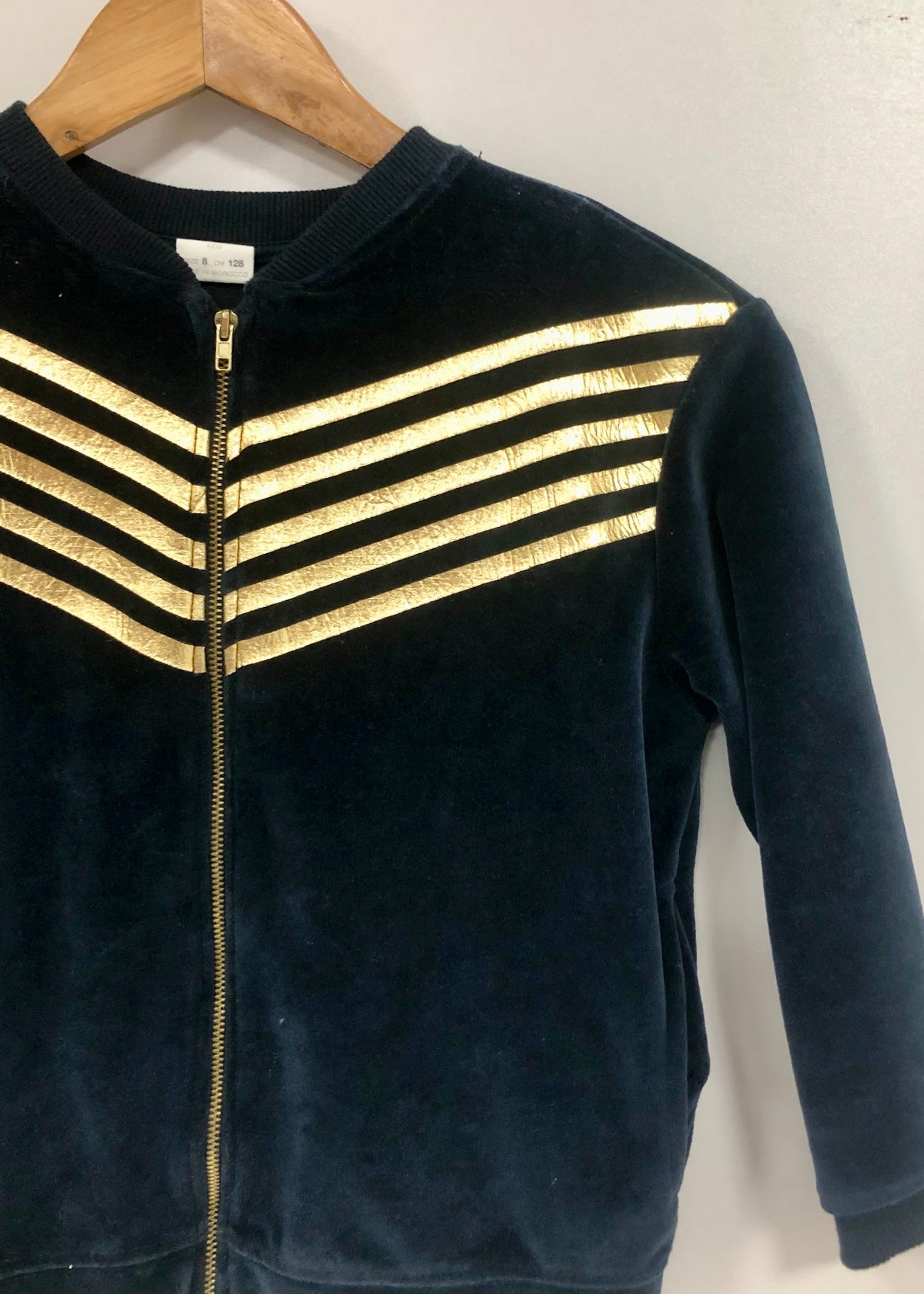 Jacket de niña Zara 🇪🇸 De terciopelo color negro Talla M (8) Entalle Regular