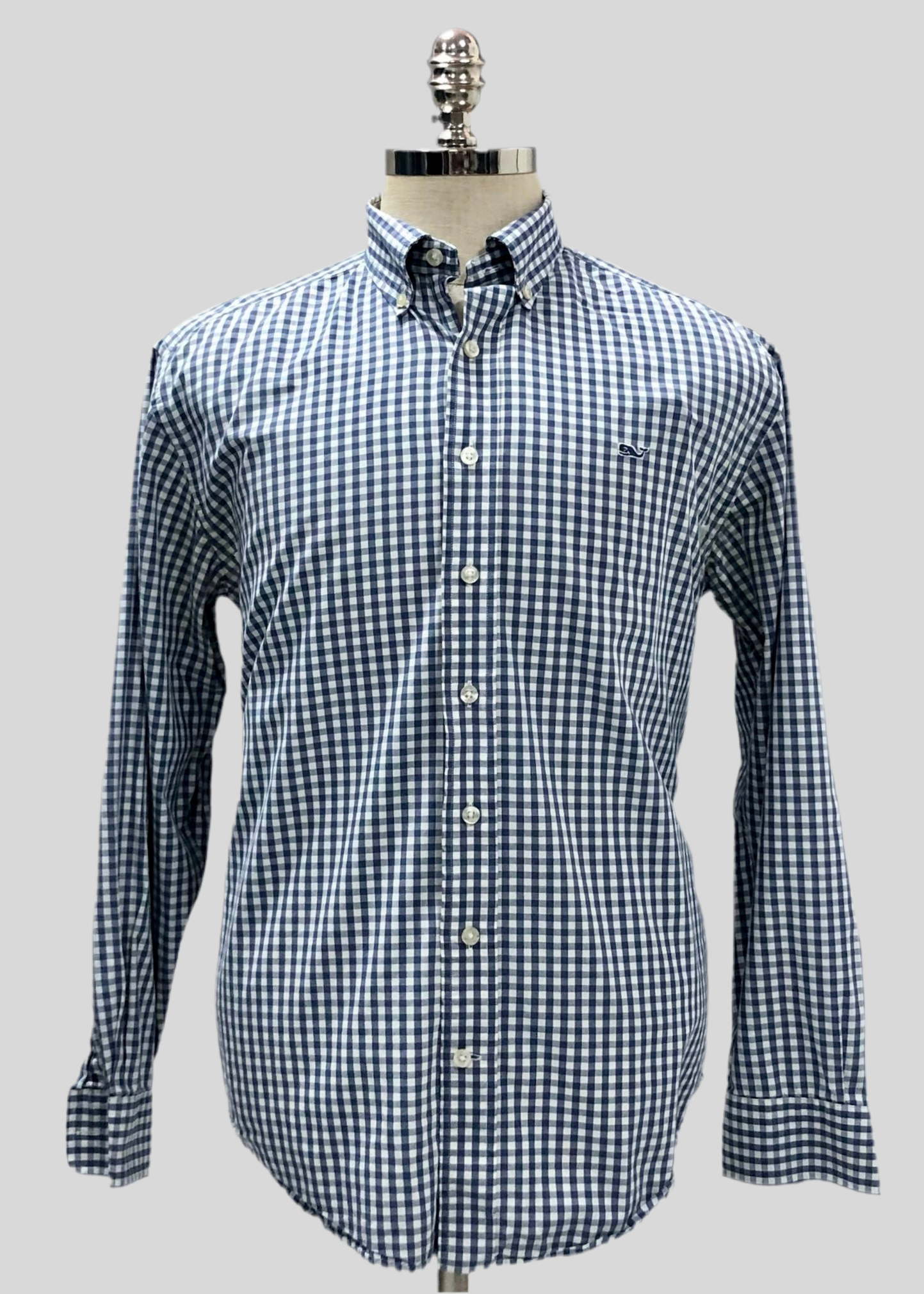 Camisa de botones Vineyard Vines 🐳 de cuadros en color azul, y blanco Talla M Entalle Regular (ver descripción)