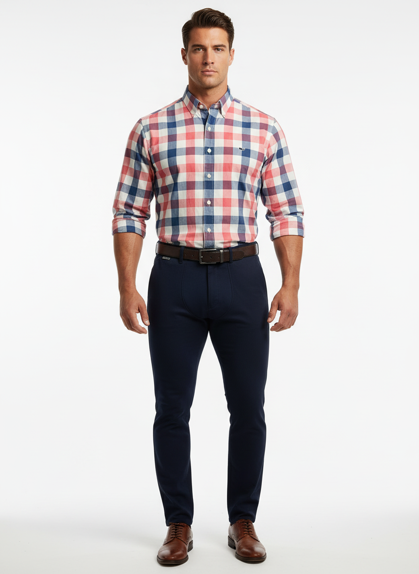 Camisa de botones Vineyard Vines 🐳 de cuadros en color rojo, azul y blanco Talla M Entalle Slim Fit