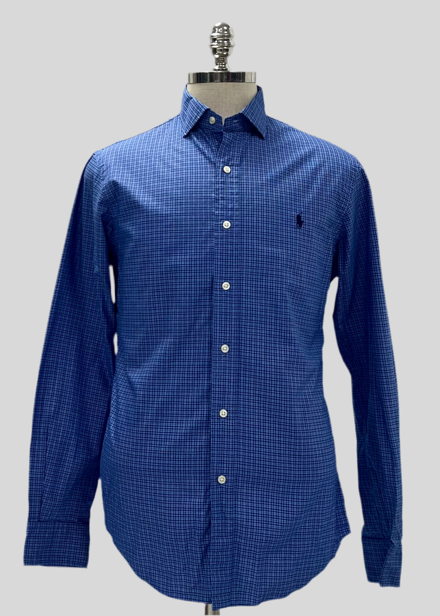 Camisa Polo Ralph Lauren 🏇🏼 con patron de cuadros en celeste y azul Talla M Entalle Slim Fit