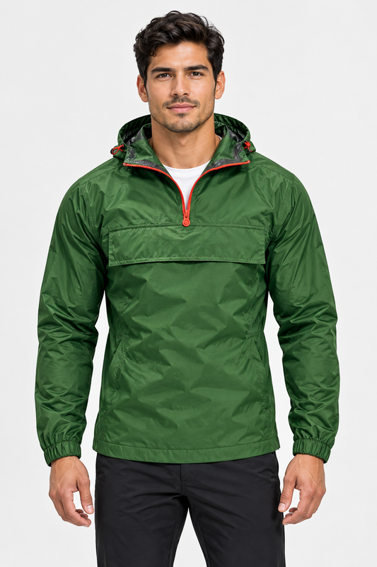 Jacket rompevientos con capucha Hunter 🇬🇧 color verde oliva con zíper de 1/4 y logo tradicional Talla S