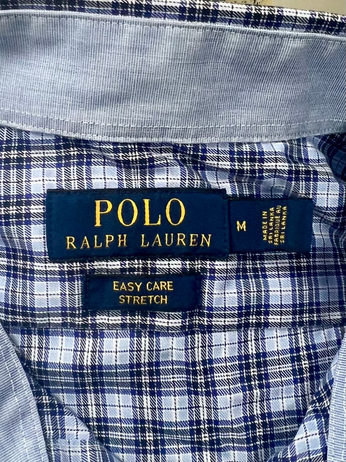 Camisa Polo Ralph Lauren 🏇🏼 color celeste de cuadros azul navy Talla M Entalle Regular