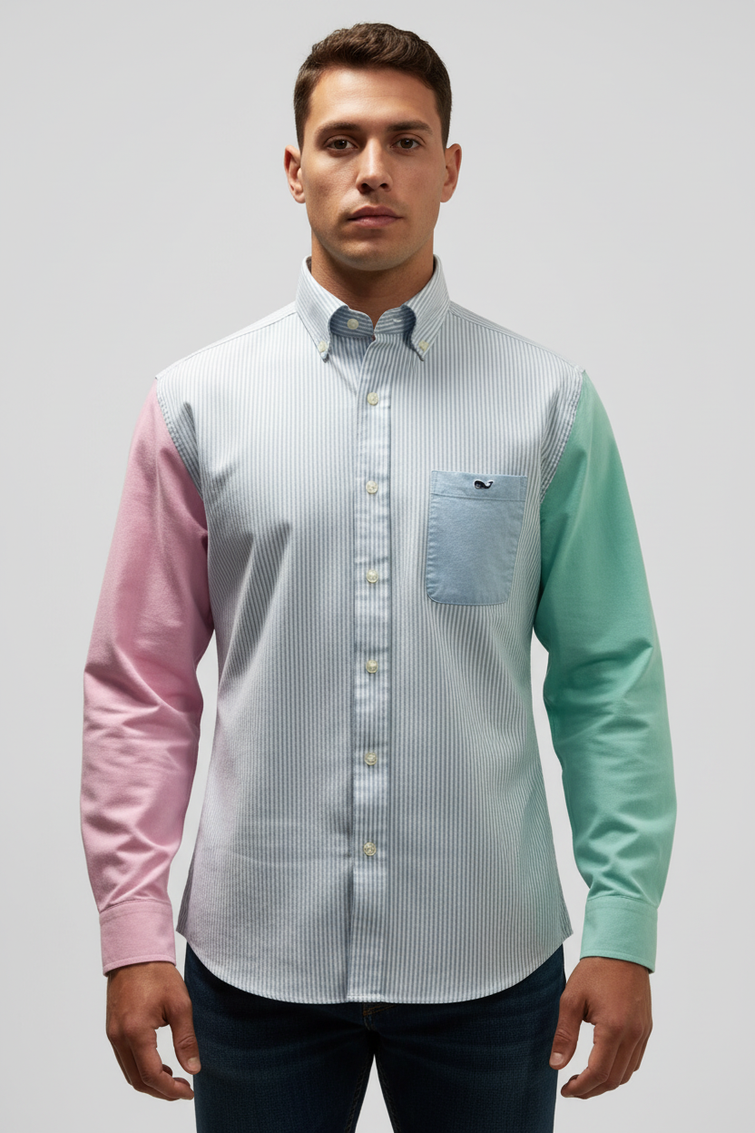 Camisa de botones Vineyard Vines 🐳 Oxford con de rayas multicolor Talla L Entalle Slim Fit