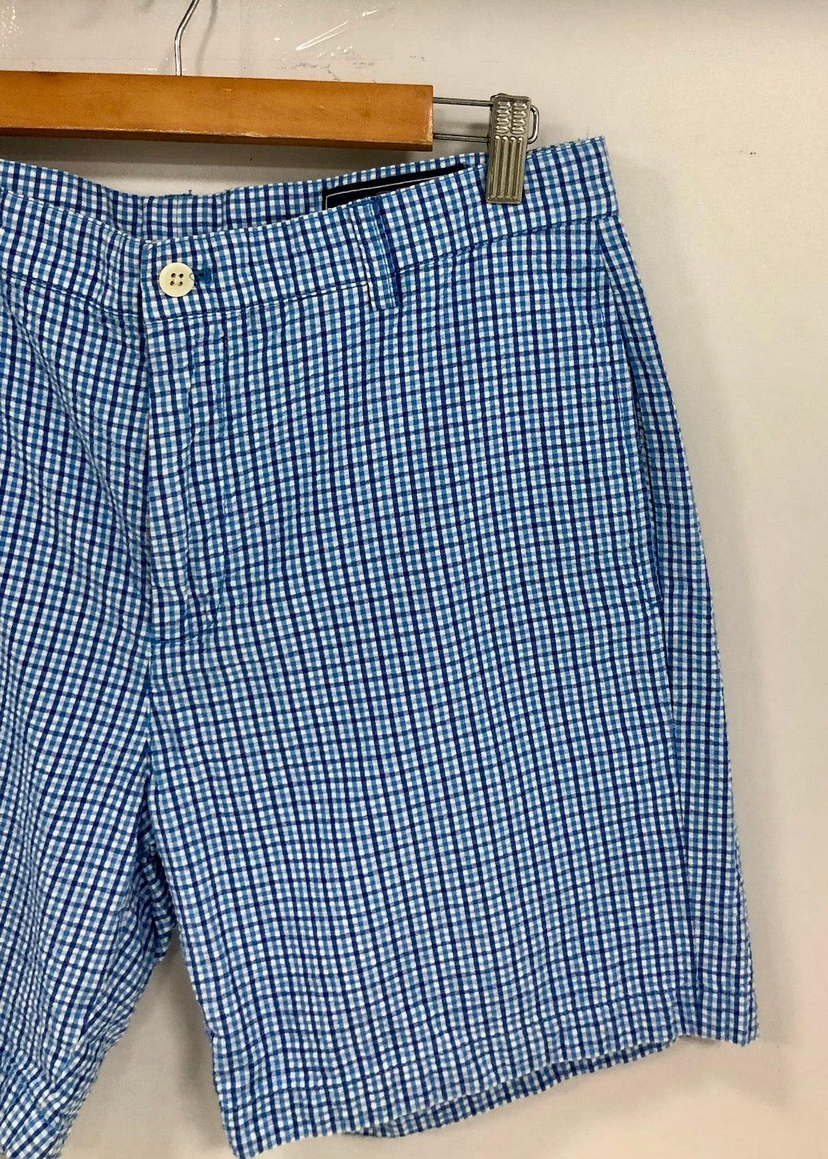 Short Casual Vineyard Vines 🐳 con patron de cuadros en azul y blanco talla 33