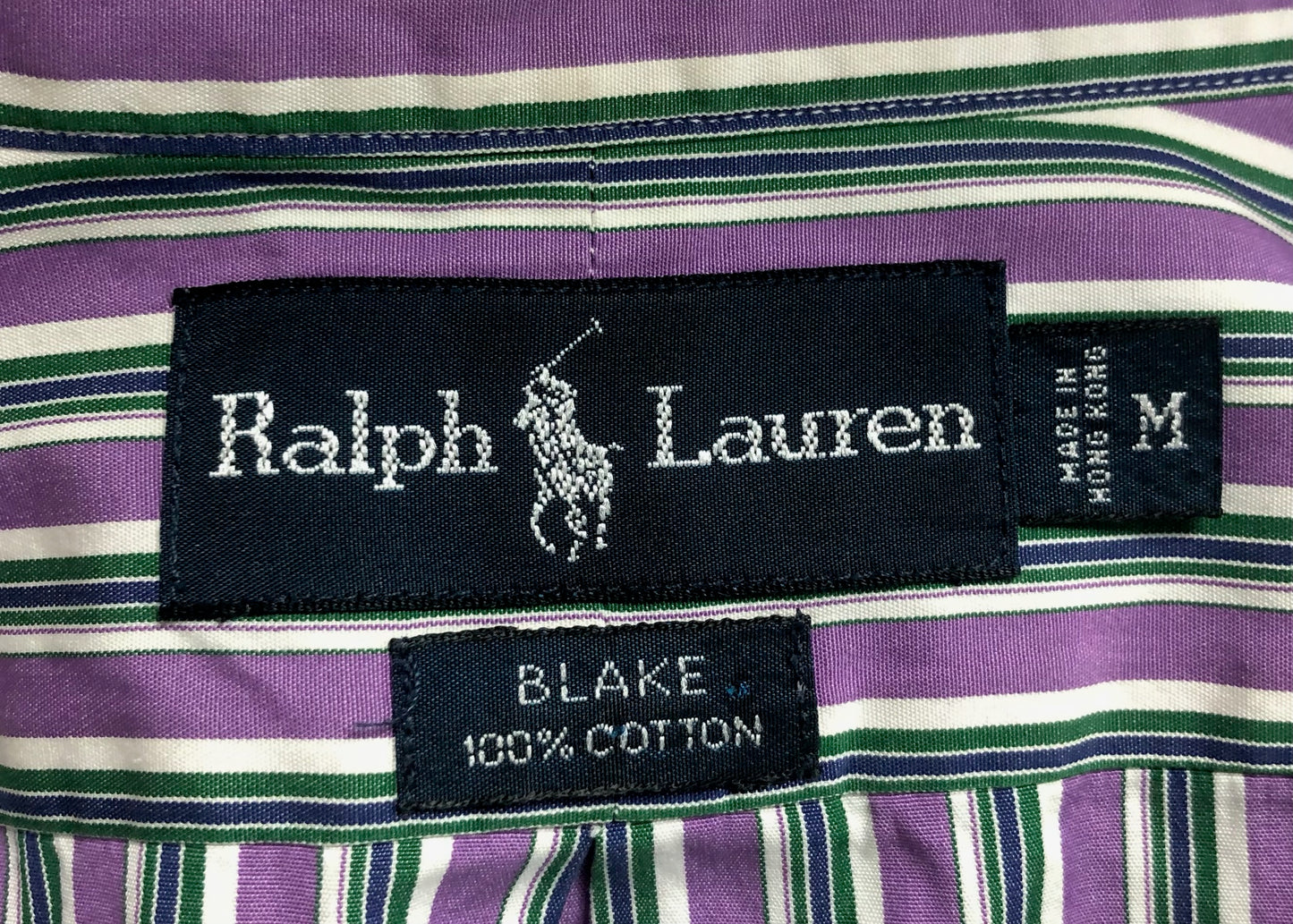 Camisa de botones Polo Ralph Lauren 🏇🏼 de rayas en color morado, verde y blanco Talla L Entalle Regular