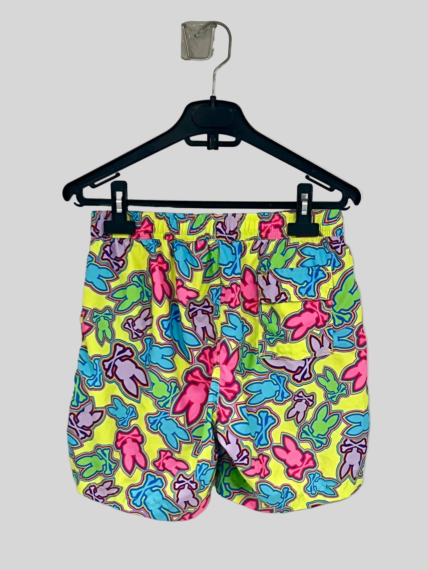 Short de baño de niño Psycho Bunny 🐰  color verde neón con diseño de logos Talla XL