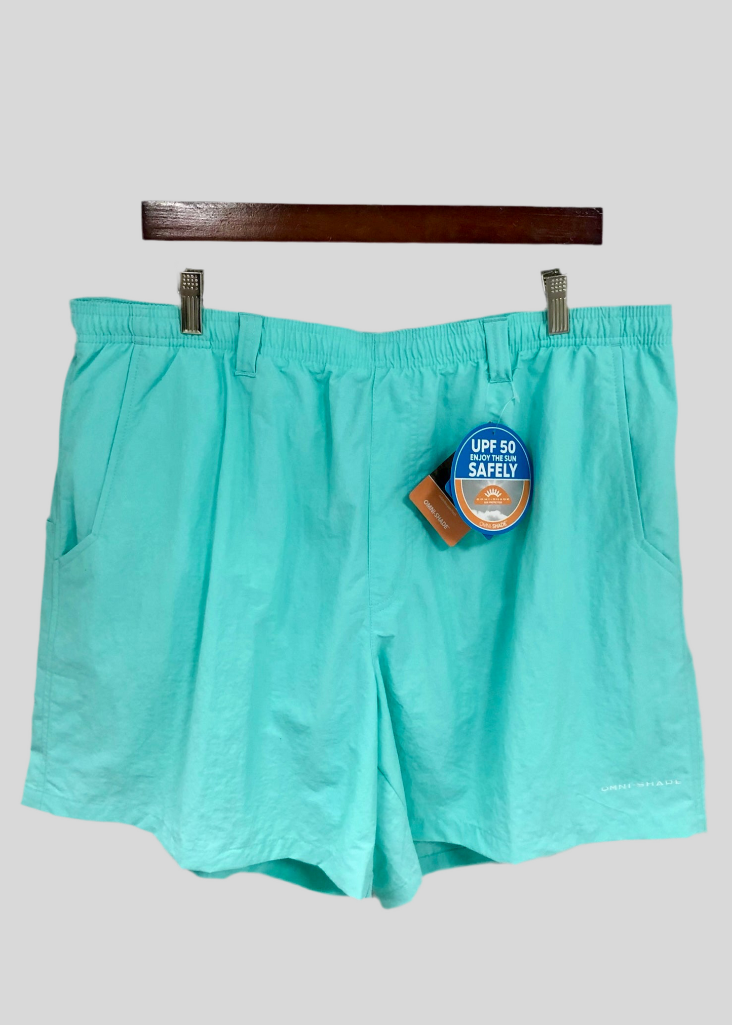 Short de baño Columbia, color turquesa claro, talla M y XL