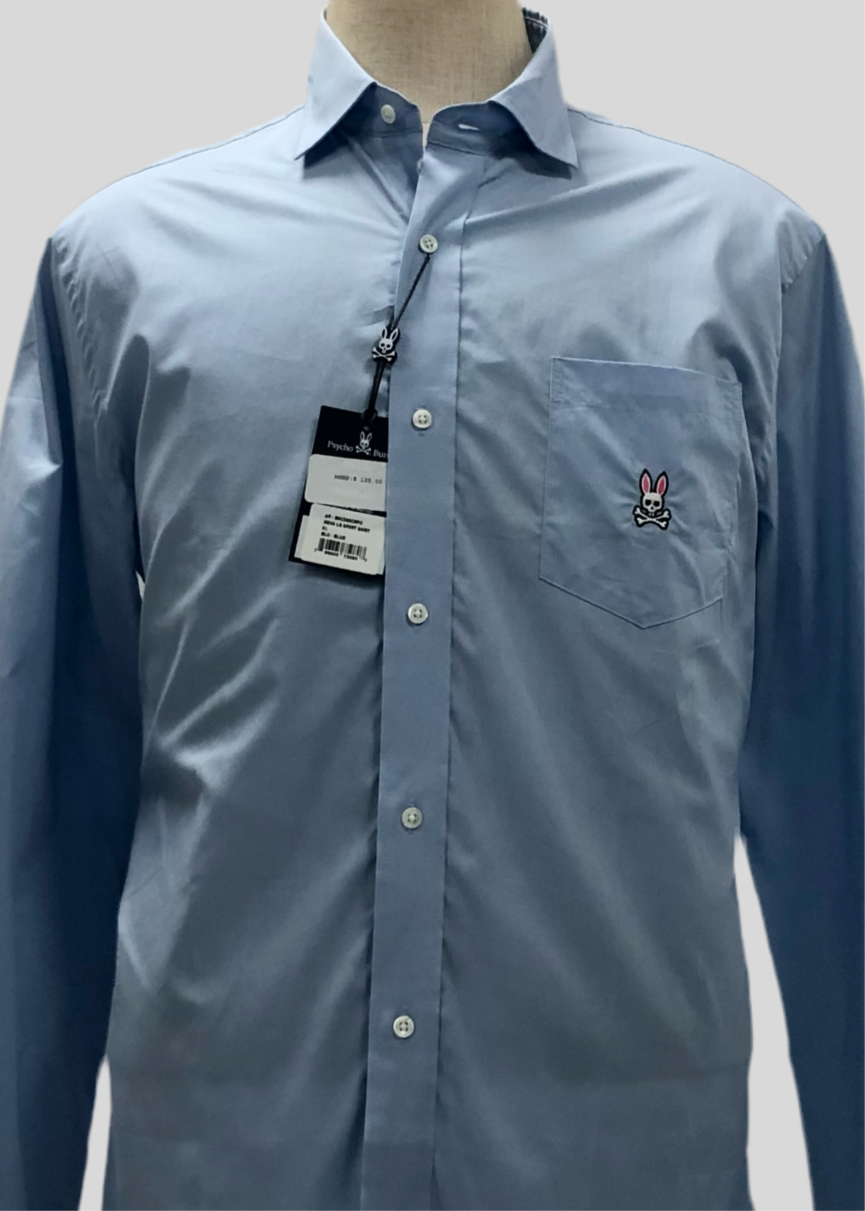 Camisa de botones Psycho Bunny 🐰  Color celeste claro con logo tradicional Talla L Entalle Regular