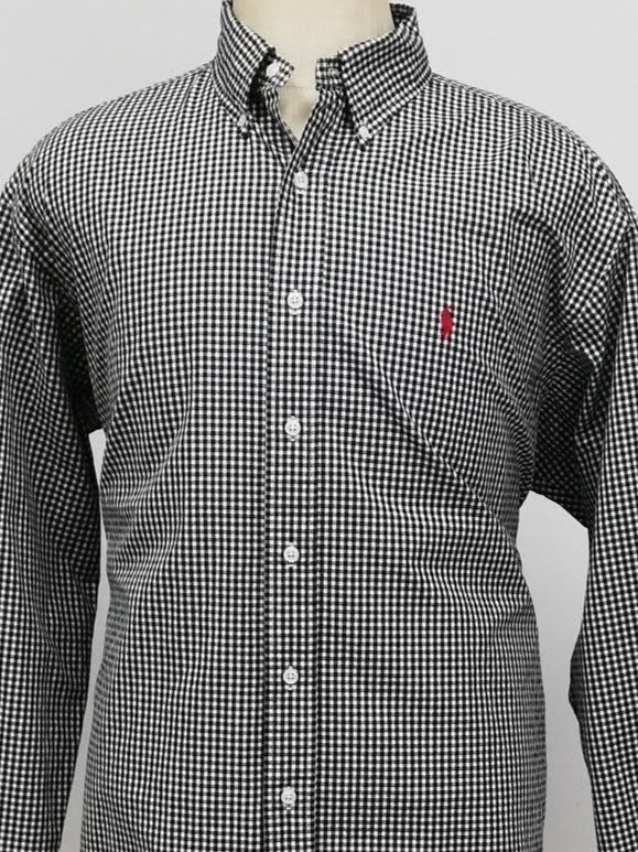Camisa Polo Ralph Lauren 🏇🏼 con patron de cuadros gingham en negro y blanco Talla XL Entalle Clasico (ver descripción)