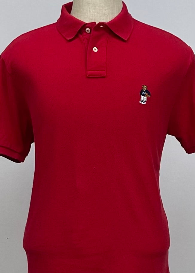 Camiseta Polo Ralph Lauren 🏇🏼 color rojo con logo de Polo Bear Talla XL Entalle Custom Fit