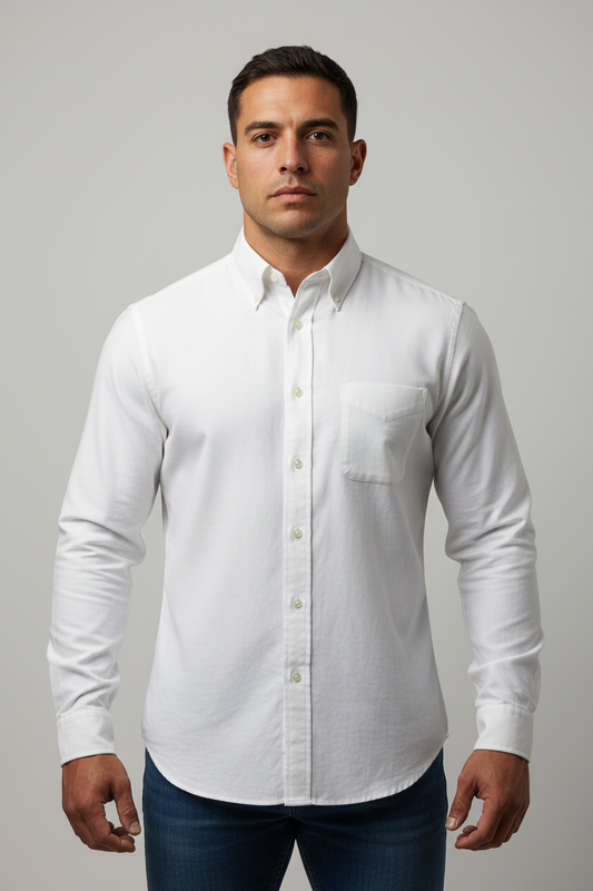 Camisa Brooks Brothers 🐑 De lino color blanco Talla L Entalle Regular
