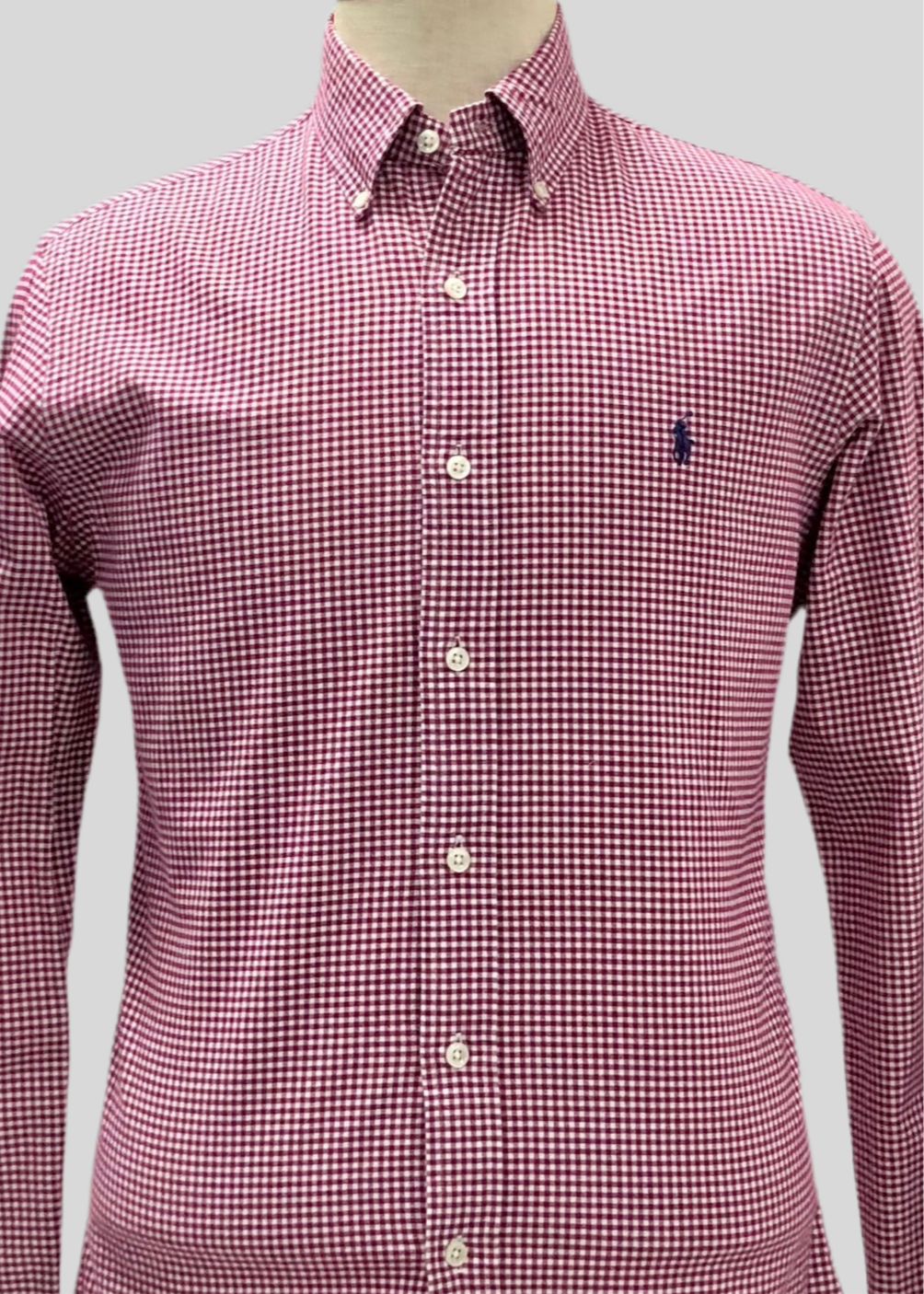 Camisa Polo Ralph Lauren 🏇🏼 Oxford con patron de cuadros gingham rojo y blanco Talla M Entalle Slim Fit