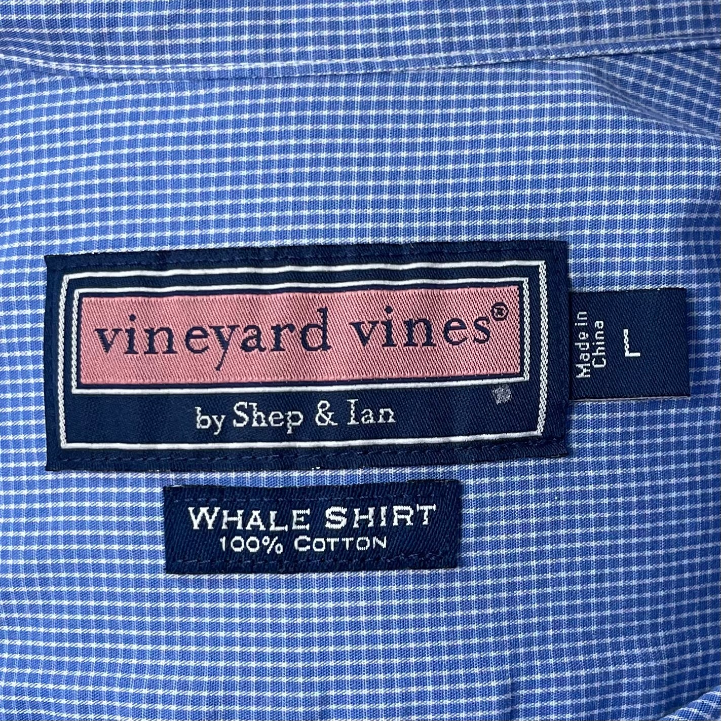 Camisa de botones Vineyard Vines 🐳 de cuadros finos en color celeste y blanco Talla XL Entalle Regular