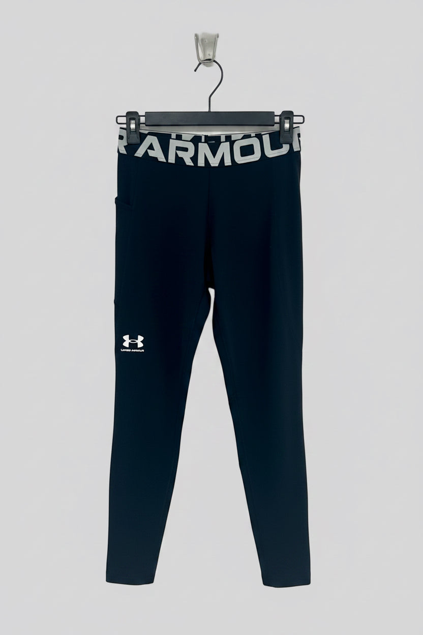 Malla de entrenamiento licra Under Armour 🏋🏽 Pro Dri-FIT 3/4 para hombre en Color negro y cintura blanco Talla L