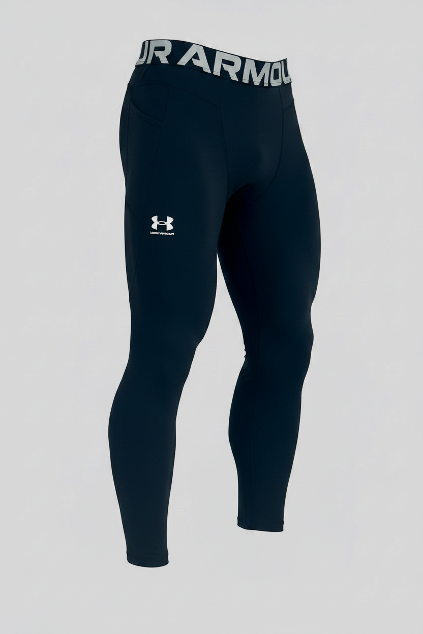 Malla de entrenamiento licra Under Armour 🏋🏽 Pro Dri-FIT 3/4 para hombre en Color negro y cintura blanco Talla L
