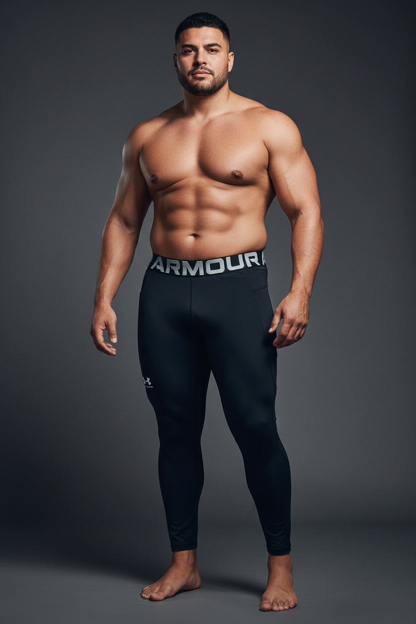Malla de entrenamiento licra Under Armour 🏋🏽 Pro Dri-FIT 3/4 para hombre en Color negro y cintura blanco Talla L