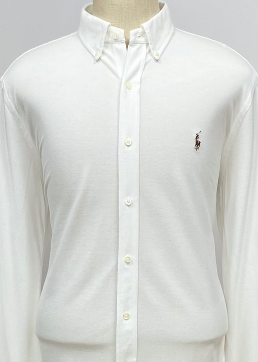 Camisa Polo Ralph Lauren 🏇🏼 Tela camiseta (Featherweight Mesh) en color blanco Talla XL Entalle Regular