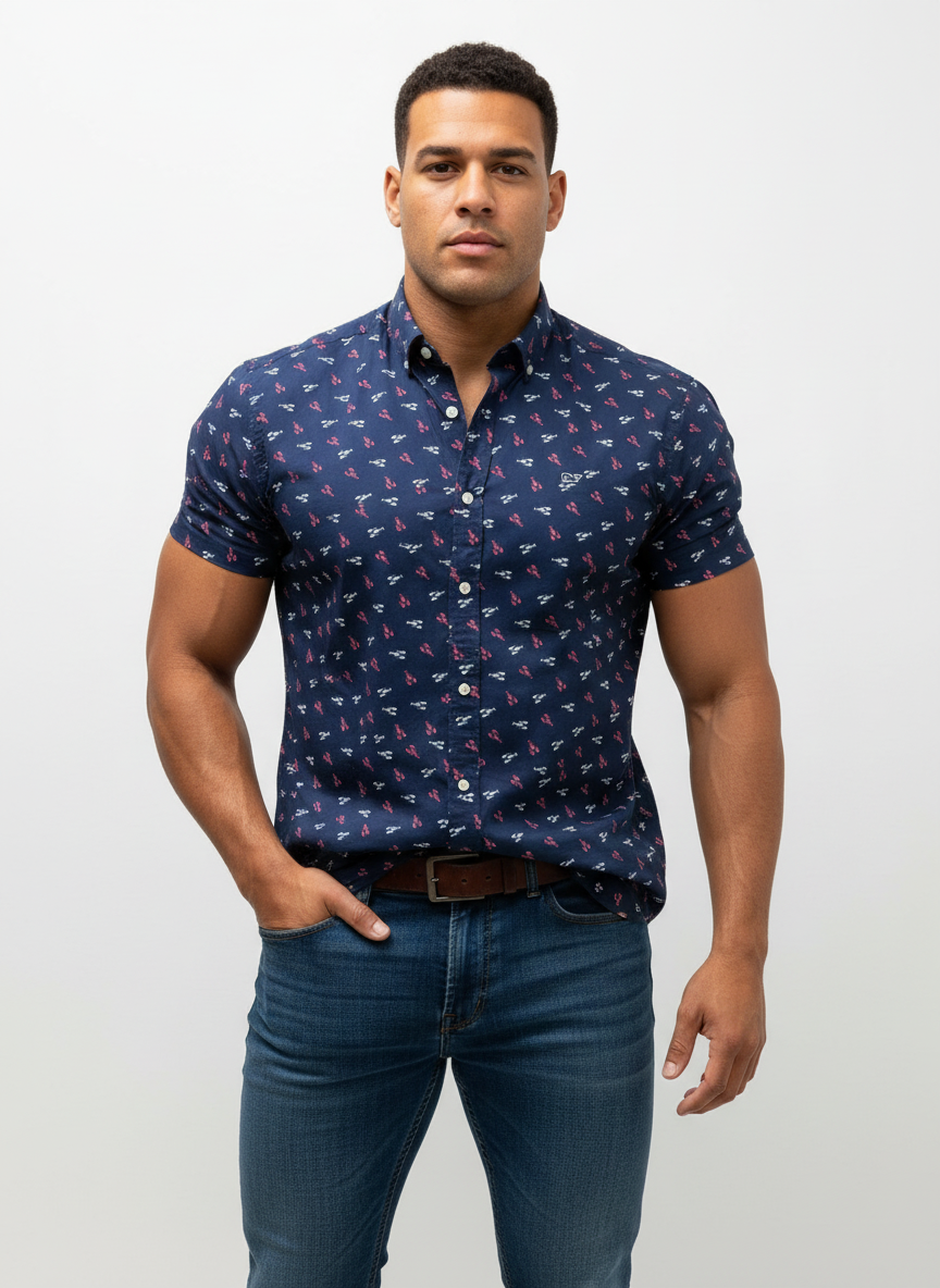 Camisa de botones Vineyard Vines 🐳 color azul navy con diseño de langostas Talla S Entalle S Regular