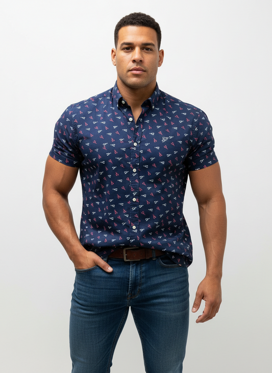 Camisa de botones Vineyard Vines 🐳 color azul navy con diseño de langostas Talla S Entalle S Regular