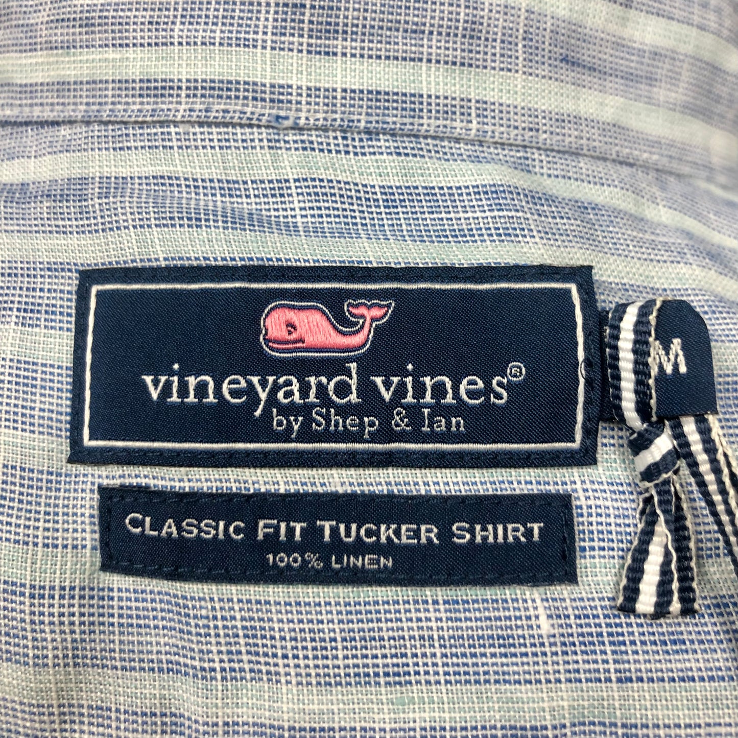 Camisa de lino Vineyard Vines 🐳 de rayas en color celeste y azul Talla M Entalle Clásico