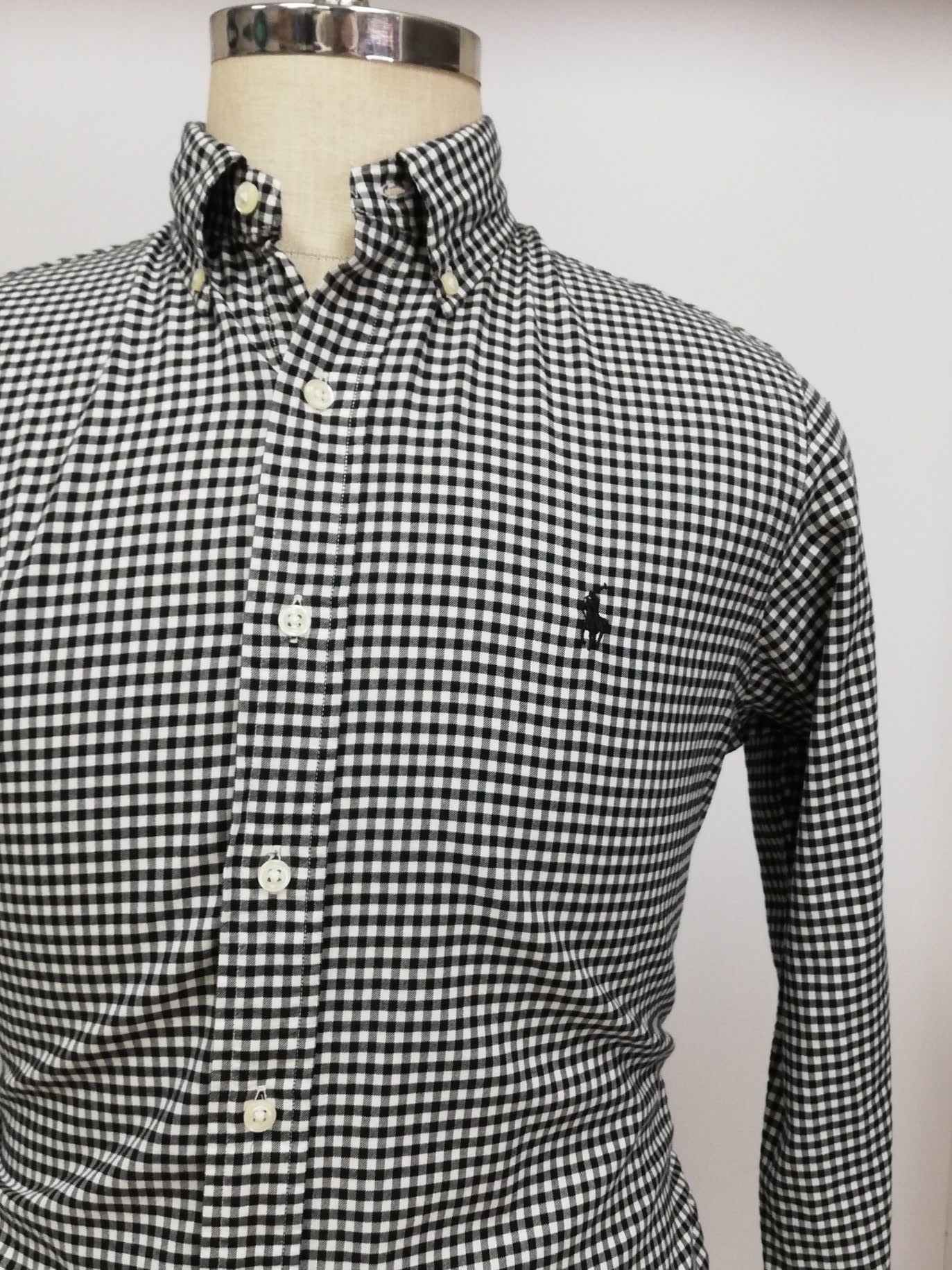 Camisa Polo Ralph Lauren 🏇🏼 con patron de cuadros gingham en negro y blanco Talla M Entalle Regular (ver descripción)